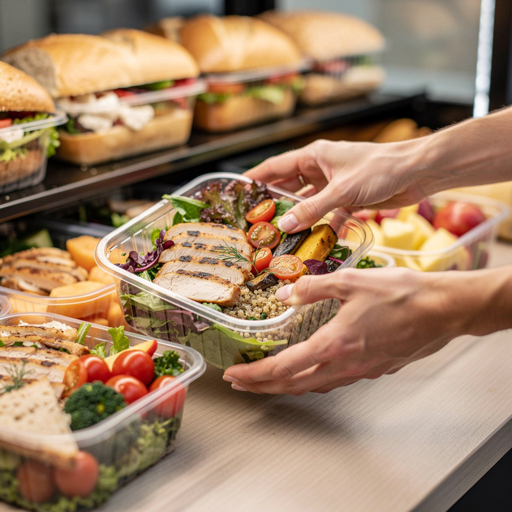 Oak Park Market + Eatery fresh breakfast and lunch menu items displayed in Santa Barbara